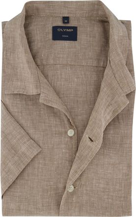 Olymp overhemd Olymp beige gemeleerd normale fit