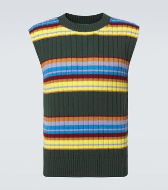 Dries Van Noten Striped cotton and wool sweater vest