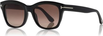 Tom Ford Sunglasses Cat Eye Full Rim, Shiny Black Frame And Gradient Burgundy Polarized Lens Ft061401H