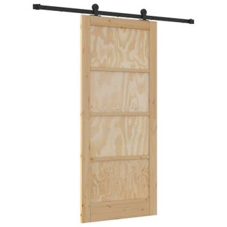 vidaXL Puerta Corredera Natural Y Negro 86 X 198,5 Cm Vidaxl