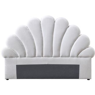 Vente-Unique Testata letto conchiglia 160 cm - Velluto Bianco - MOANA