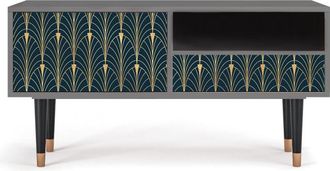 StoryZ Mueble de TV azul y amarillo 1 cajón y 1 puerta L 115 cm