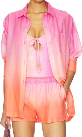 Beach Riot Cassidy Button-Down Top In Petal Sunrise