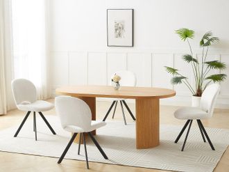 Vente-Unique Sedia in tessuto bouclette e metallo nero Bianco - Lotto di 2 - DORNELA