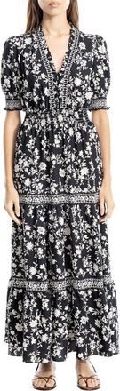 Max Studio Ruffle Neck Tiered Maxi Dress