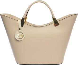 Roberta M Beige Rundleer Tas