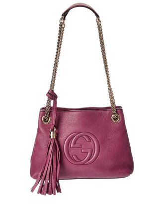 Gucci Peonia Pebbled Calfskin Leather Small Soho Chain Shoulder Bag (Authentic Pre-Loved)