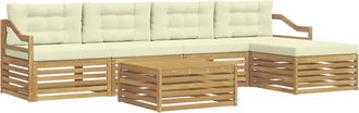 vidaXL Conjunto De Sof&aacute;s De Exterior 6 Uds. Blanco Y Crema Poli&eacute;ster Vidaxl