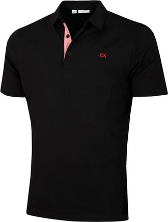 Calvin Klein Mens Prep Campus Oxford Polo Shirt - Solid Black - L