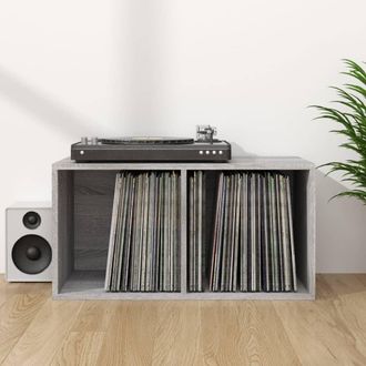 vidaXL Caja Para Discos De Vinilo Madera Contrachapada Gris 71x34x36cm Vidaxl