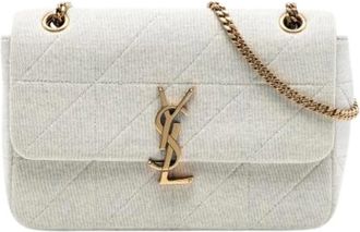 Saint Laurent Pre-owned Shoulder Bags, female, Beige, Size: ONE SIZE Pre-owned Wool Crossbody Bag
