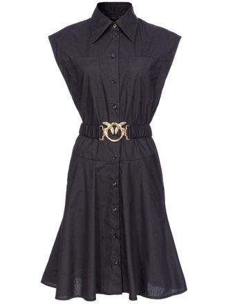 Pinko Love Birds-buckle cotton shirtdress - Black