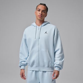 Nike Jordan Mens Jordan Brooklyn Fleece Oversized Full-Zip Hoodie in Blue | IB7231-472