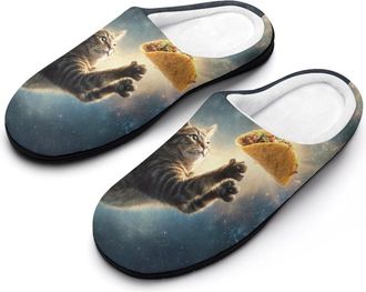 Generic Cute Cat Tacoes Galaxy Mens Slippers Comfortable And Non-slip Cotton Slipper Shoe for House