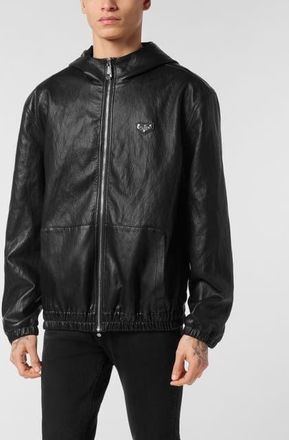 Philipp Plein Eco Leather Windbreaker Men in Black at Nordstrom, Size Xxx-Large