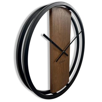 OEM Reloj De Pared De Madera Loft Oval Marr&oacute;n 50 Cm