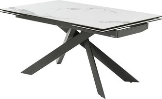 Vente-Unique Mesa de comedor extensible 6 a 10 comensales de cer&aacute;mica y metal - Efecto m&aacute;rmol blanco y antracita - COREMA de Pascal MORABITO