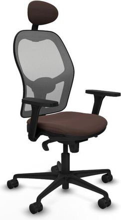 Piqueras y Crespo Jorquera Sincro Malla Gris Similpiel Marr&oacute;n Oscuro Brazos 3d Base Nailon Cabecero Fijo Ruedas 65mm Nailon