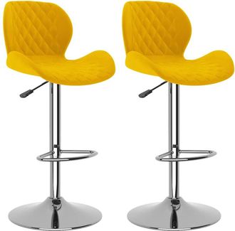 vidaXL Taburetes De Cocina 2 Unidades Terciopelo Amarillo Mostaza Vidaxl