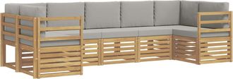 vidaXL Conjunto De Sof&aacute;s De Exterior 7 Uds. Blanco Y Gris Claro Vidaxl