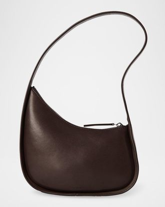 The Row Half Moon Shoulder Bag in Silk Leather