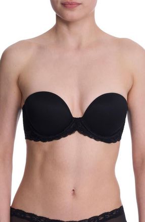 Natori Feathers Lace Plunge Strapless Bra in Black at Nordstrom, Size 36Ddd