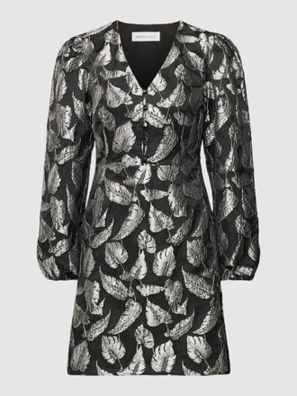 Selected Minikleid mit Allover-Muster Modell PAULA in Silber, Größe 38