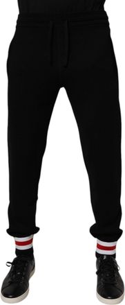 Dolce & Gabbana Black Wool Mid Waist Jogger SweatMens Mens Pants