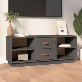 vidaXL Vidaxl - Mueble De Tv De Madera Maciza De Pino Gris 100x34x40 Cm