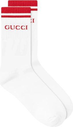 Gucci Ondergoed, Heren, Wit, M, Katoen, Sokken met geborduurd logo