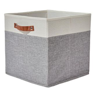OEM Confezione Da 1 Scatola Portaoggetti, Cubi Portaoggetti Pieghevoli In Tessuto Con Maniglia Per Giocattoli, Vestiti, Asciugamani (grigio/bianco, 1 Conf