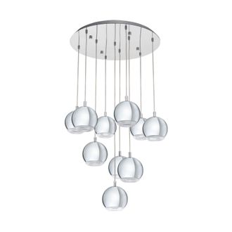Loops Pendant Ceiling Light Colour Chrome Shade Clear Plastic Bulb GU10 10x3.3W