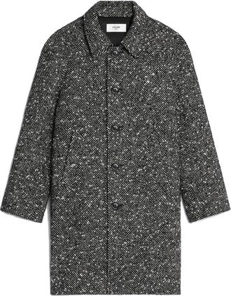 Celine Wollen Tweedjas met Mohair - Heren - Mantel - Grijs - XL - Wol - Jassen