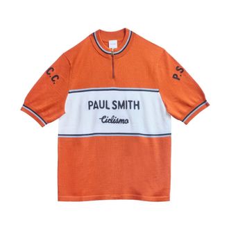 Paul Smith Round-neck Knitwear, male, Orange, Size: M T-Shirt Zip Ciclismo