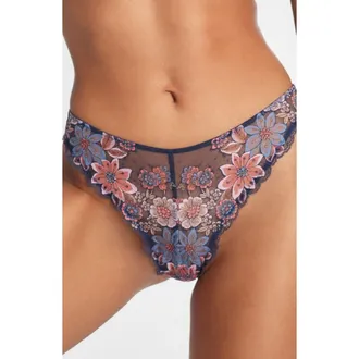 Savage x Fenty Mod Poppy Brazilian Panties in Indigo Off Blue Playground Flo at Nordstrom, Size X-Large