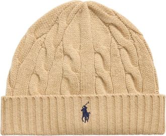 Polo Ralph Lauren Mutsvanster i ull-kashmir med kabelstickning - Heren - Hoeden - Beige - ONE Size - Accessoires