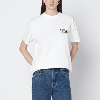 Anine Bing Ivory T Shirt With Logo Print