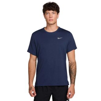 Nike Heren T-shirt Miler met Swoosh en reflecterende details (Middernacht marine)