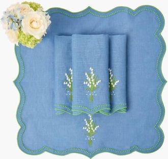 Mrs. Alice Lily of the Valley Linen Napkins in Blue at Nordstrom