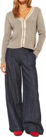 John & Jenn Jameson Sweater In Campus Grey W White Strpe