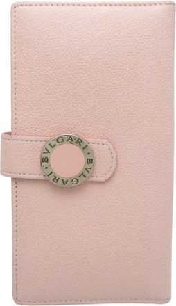 Bulgari Pink Leather Long Wallet (Bi-Fold) (Pre-Owned)