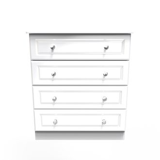 Welcome Furniture Clarence Ready Assembled 4 Drawer Chest in White Gloss & White - Welcome Furniture | TJ Hughes
