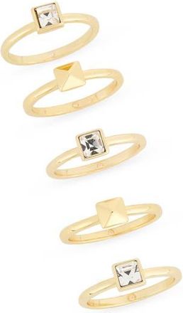 Covet Set of 6 Stud & Cubic Zirconia Rings in Clear/Gold at Nordstrom Rack, Size 9