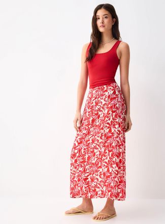 Twik Womens Textured crepe long slit skirt