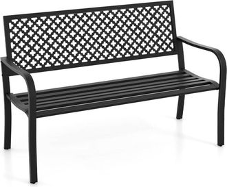 Costway Banco Jardin Exterior De 2 Plazas, Alumunio, Banco Terraza Con Respaldo Hueco Y Asiento De Listones, Banco Jardin Terraza Balcon, 127 X 62 X 86 Cm, Ca