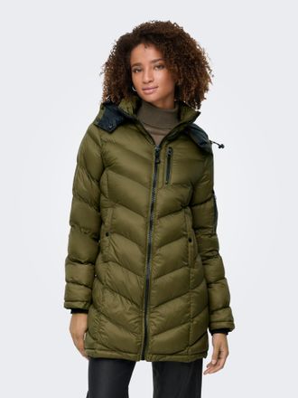 Only Steppmantel ONLY ONLTAHIA LW QUILTED COAT CC OTW, Damen, Gr. XL, schwarz (beech detail:lining schwarz), Web, Obermaterial: 100% Nylon, unifarben, regu