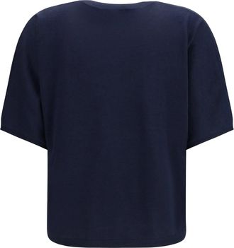 Brunello Cucinelli Womens Sweater Short-Sleeve Cashmere And Silk Cold Blue (capra Hircus)