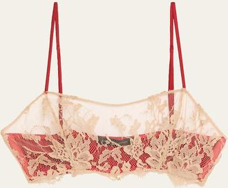 Kiki De Montparnasse Orchid Floral Lace & Stretch Silk Bandeau Bra