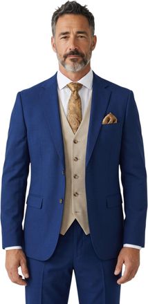 PAUL ANDREW Belmont Navy 3 Piece Suit with Beige Textured Waistcoat for Proms and Races