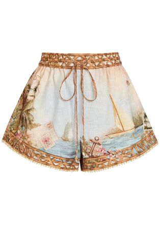 Zimmermann Mahon Printed Linen Shorts - Multicoloured - 4 (UK 16 / XL)
